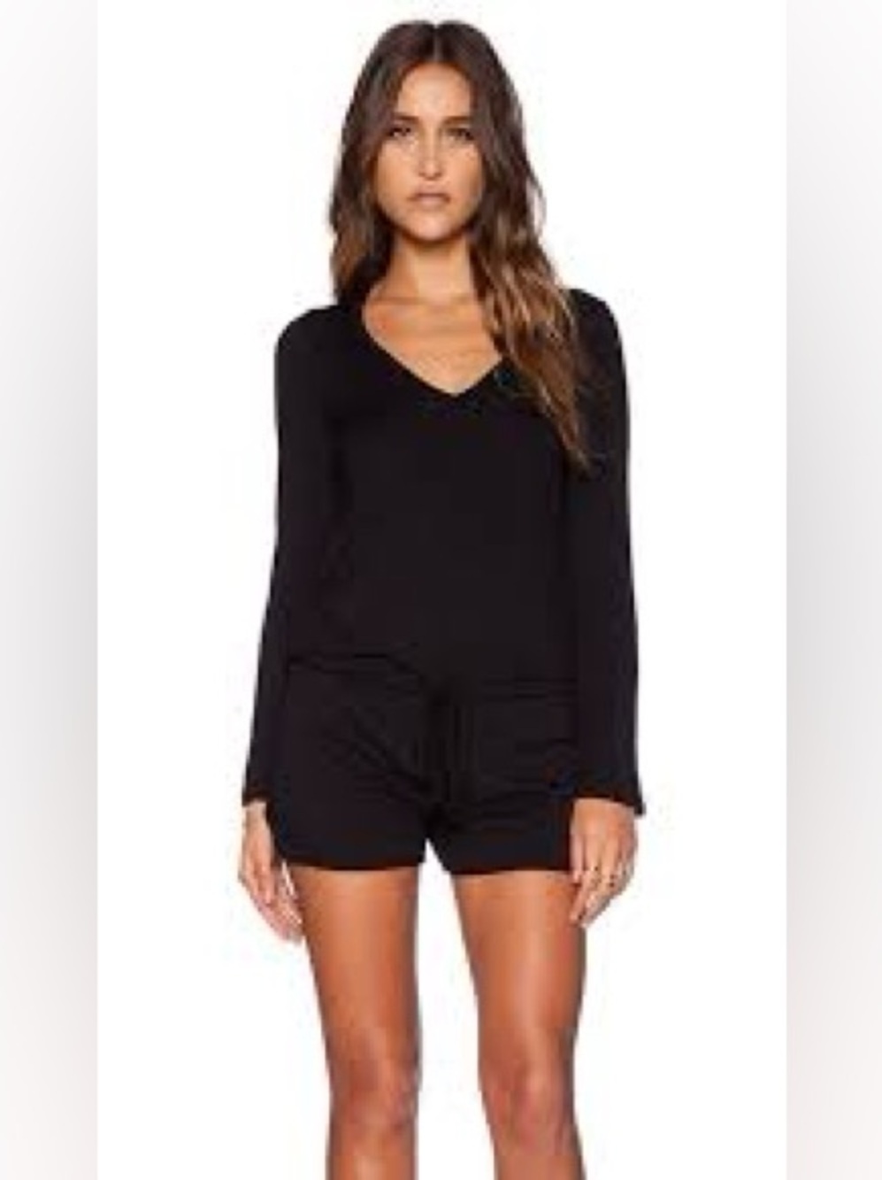 Michael Lauren Nelson Long Sleeve Romper Black NWT X Small